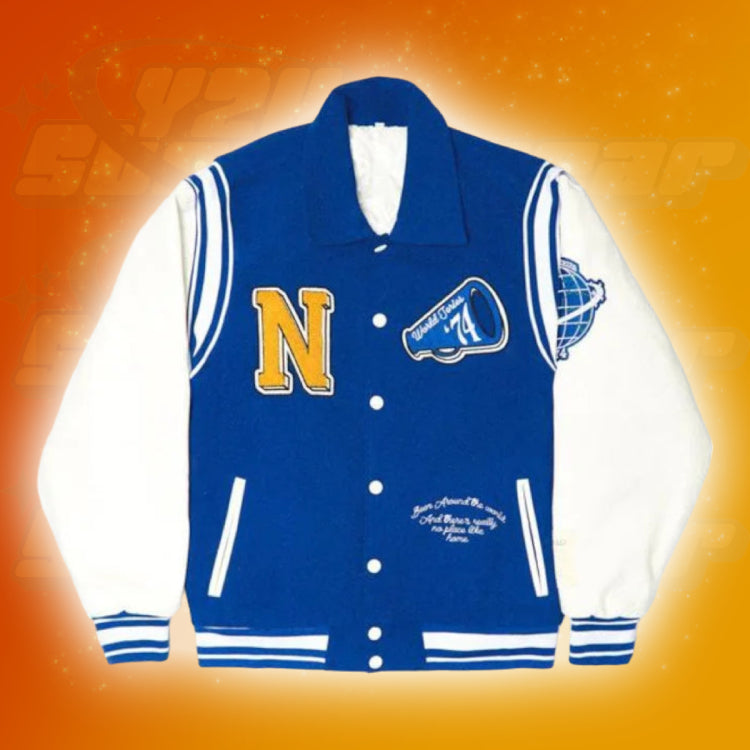 Blue varsity jacket