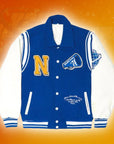 Blue varsity jacket