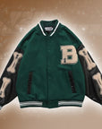 Green varsity jacket