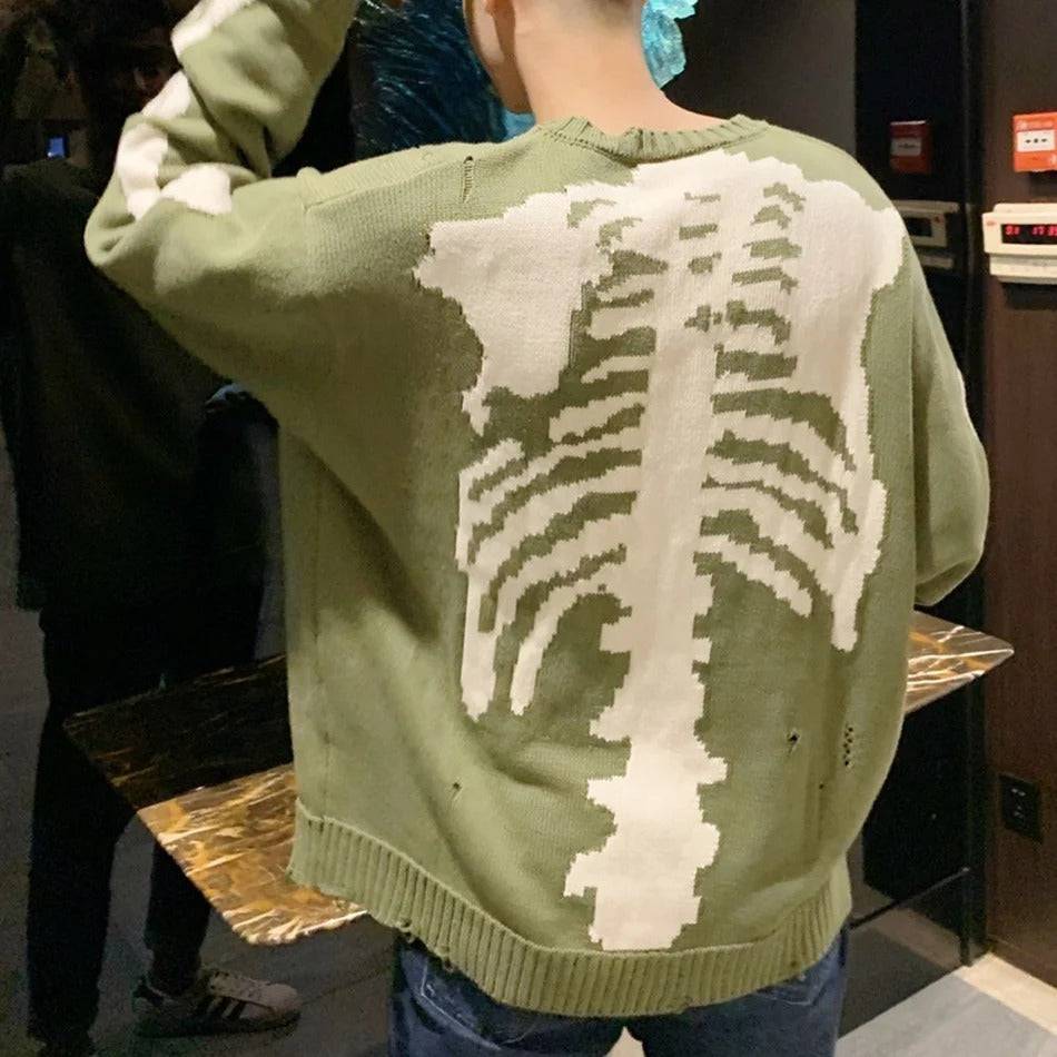 Green skeleton sweater