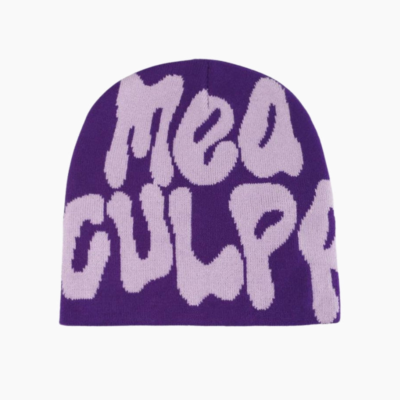 Y2K &#39;Mea Culpa&#39; Violet and Pink Beanie