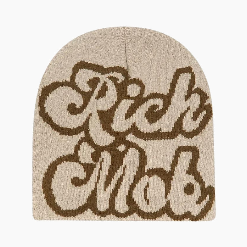 Y2K &#39;Rich Mob&#39; Beige Beanie