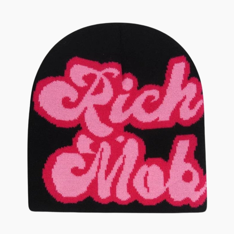 Y2K &#39;Rich Mob&#39; Black Beanie