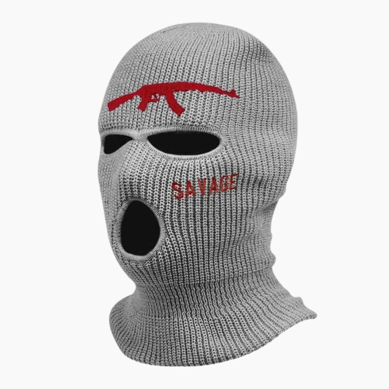 Y2K &#39;Savage&#39; Gray Balaclava