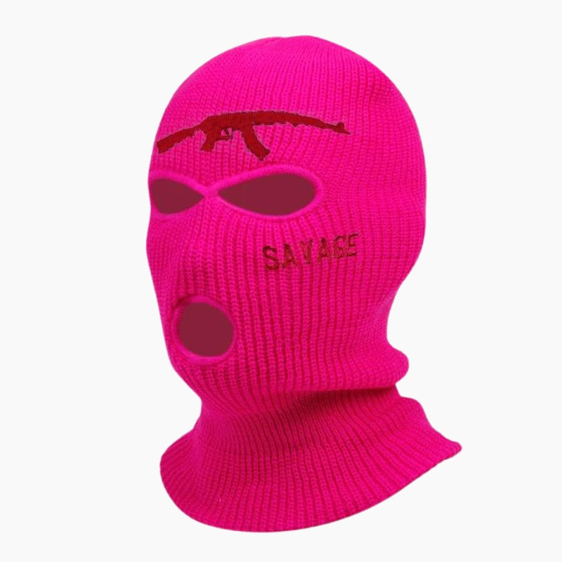 Y2K &#39;Savage&#39; flashy pink hooded balaclava