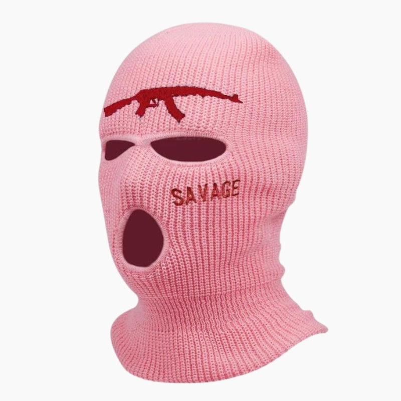 Y2K &#39;Savage&#39; Pink Hooded Balaclava