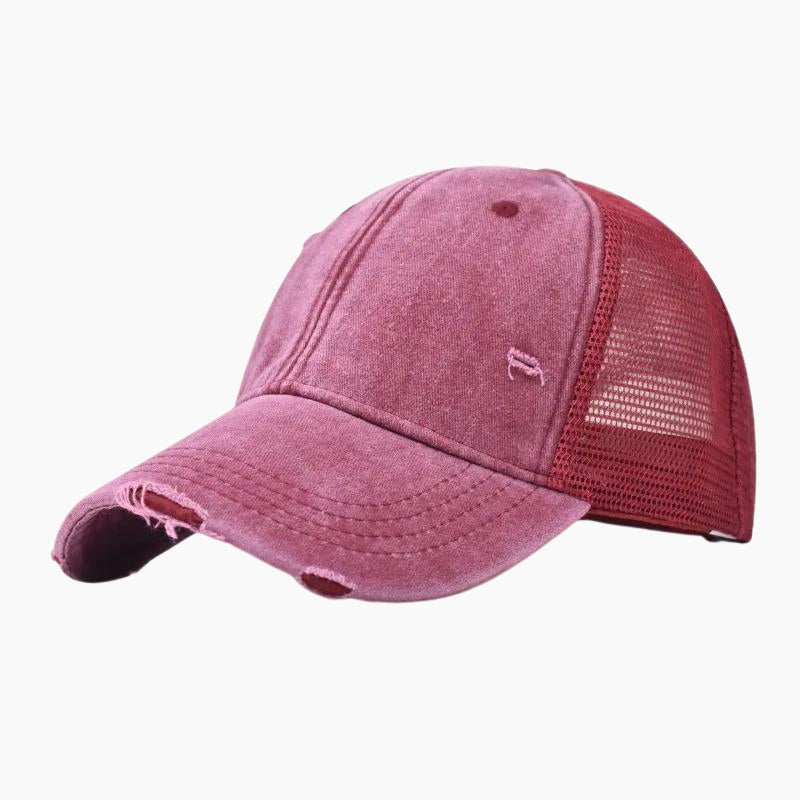 Y2K &#39;Denim&#39; Pink and Red Cap