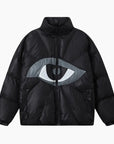 Y2K 'All-Seeing Eye' Black Down Jacket