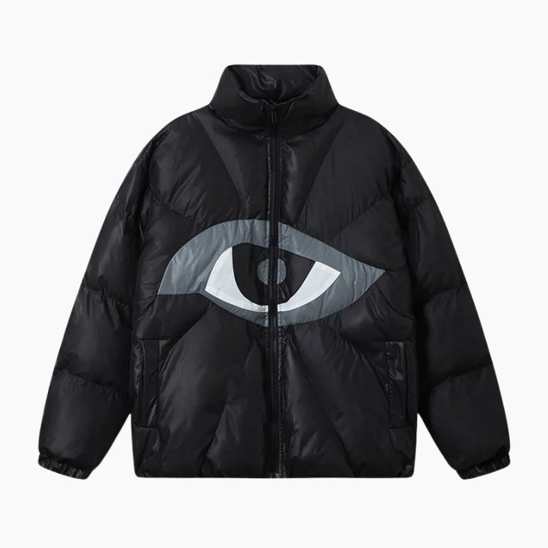 Y2K &#39;All-Seeing Eye&#39; Black Down Jacket