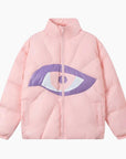 Y2K 'All-Seeing Eye' Pink Puffer Jacket