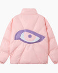 Y2K 'All-Seeing Eye' Pink Puffer Jacket