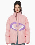 Y2K 'All-Seeing Eye' Pink Puffer Jacket