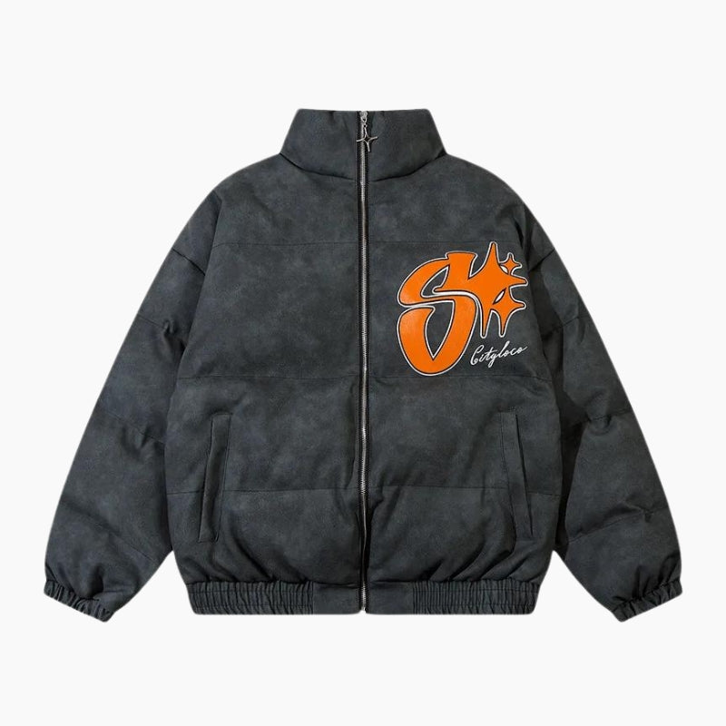 Y2K Black &#39;California Star&#39; Down Jacket