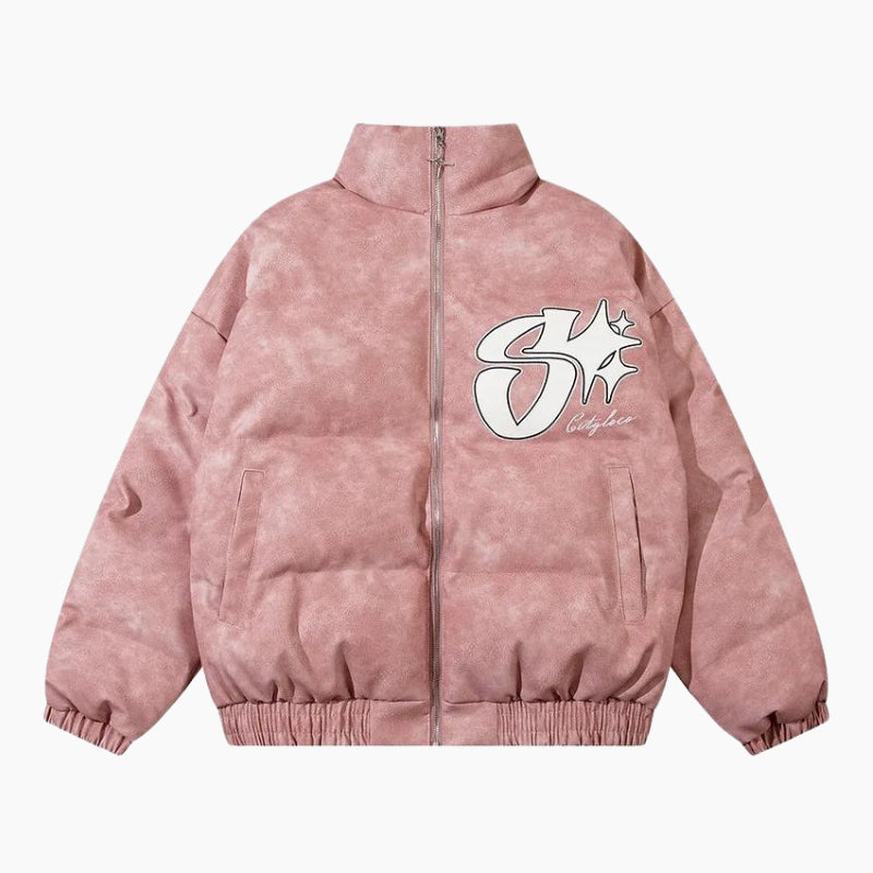 Y2K &#39;California Star&#39; Puffer Jacket in Pink