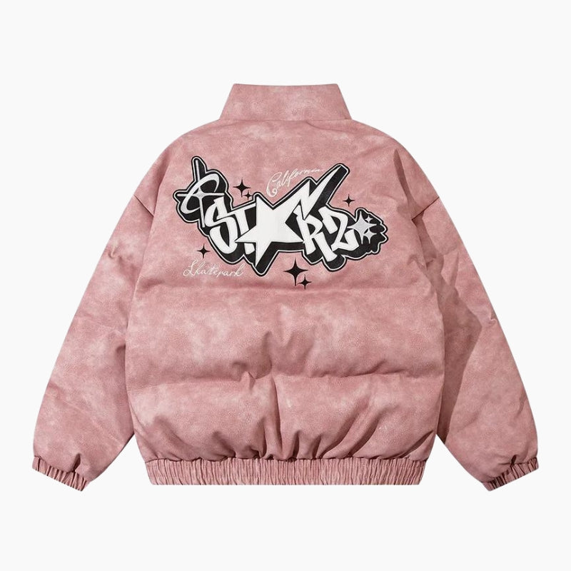 Y2K &#39;California Star&#39; Puffer Jacket in Pink