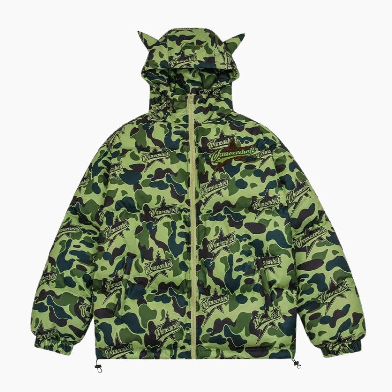 Y2K &#39;Green Camo&#39; Down Jacket