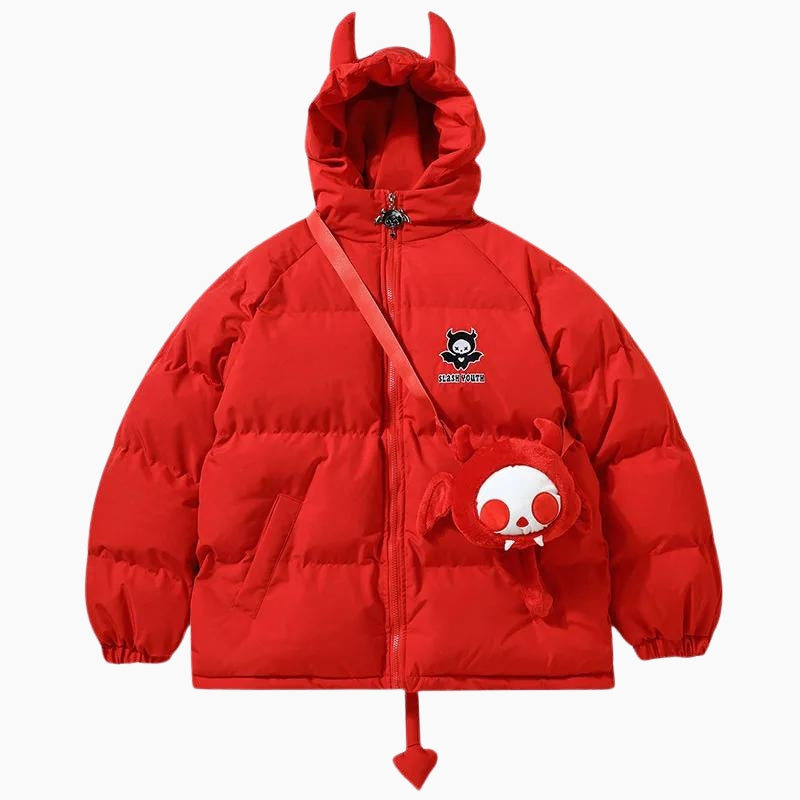 Y2K Puffer Jacket &#39;Devil Red&#39;