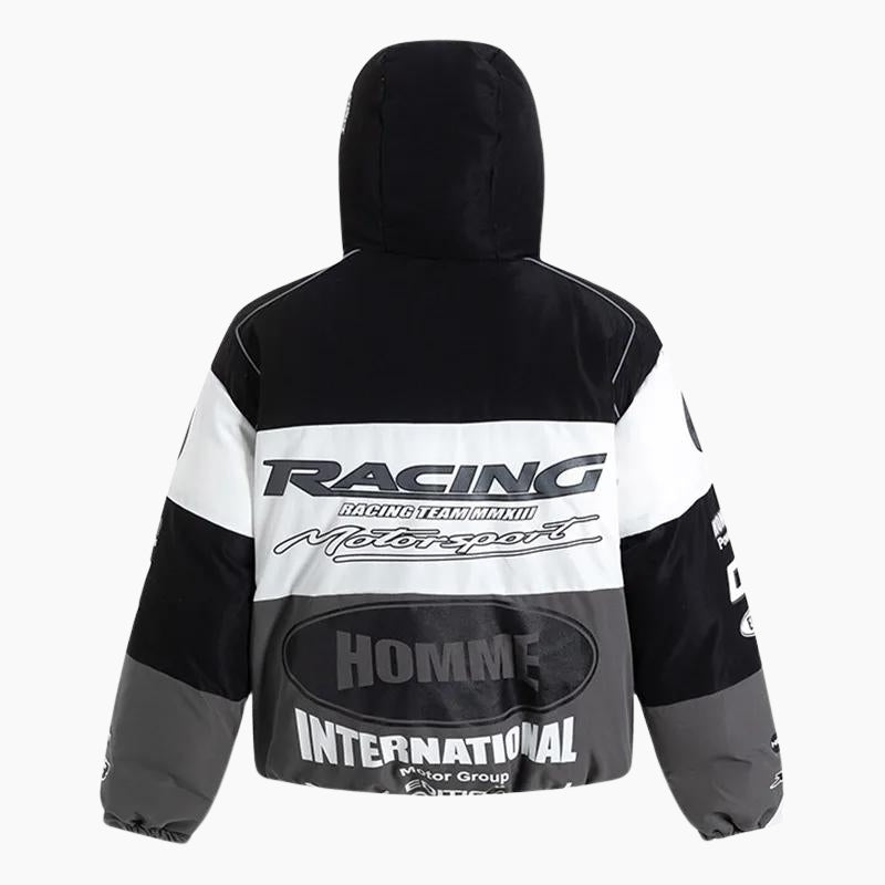 Y2K &#39;Racing Performance&#39; black down jacket