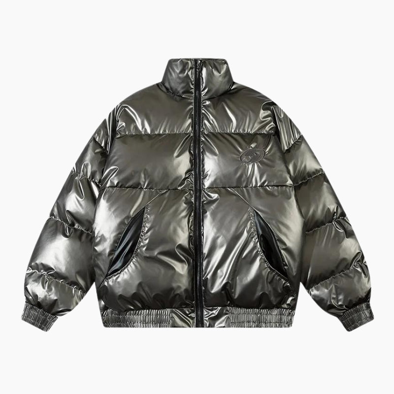 Y2K Puffer Jacket &#39;Shiny Silver&#39;