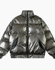 Y2K Puffer Jacket 'Shiny Silver'