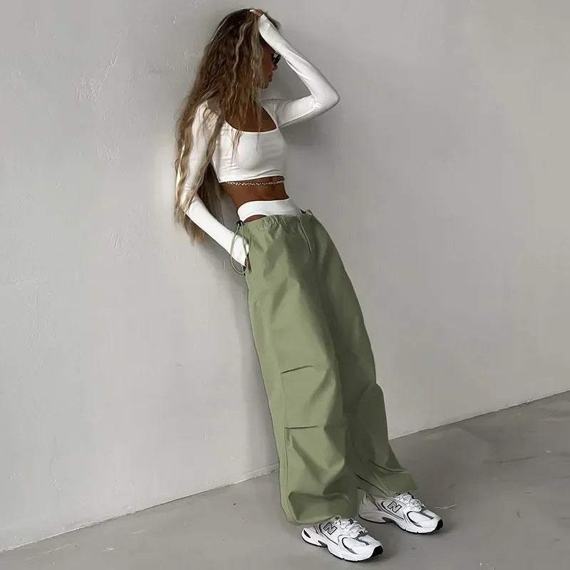 Khaki parachute pants