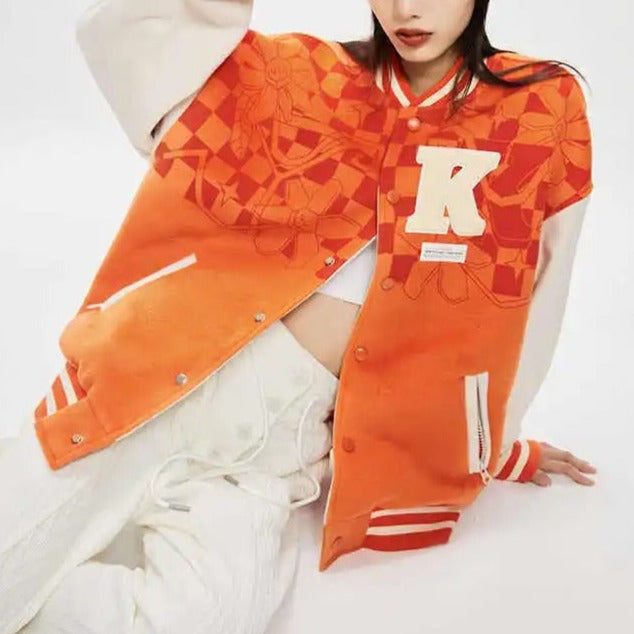 Orange varsity jacket