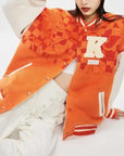 Orange varsity jacket