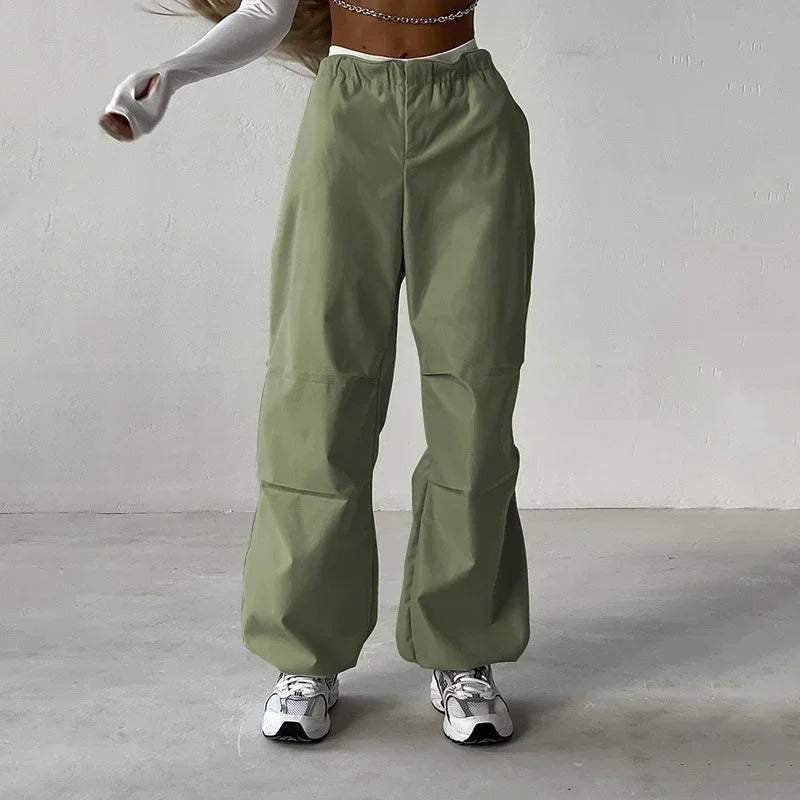 Khaki parachute pants