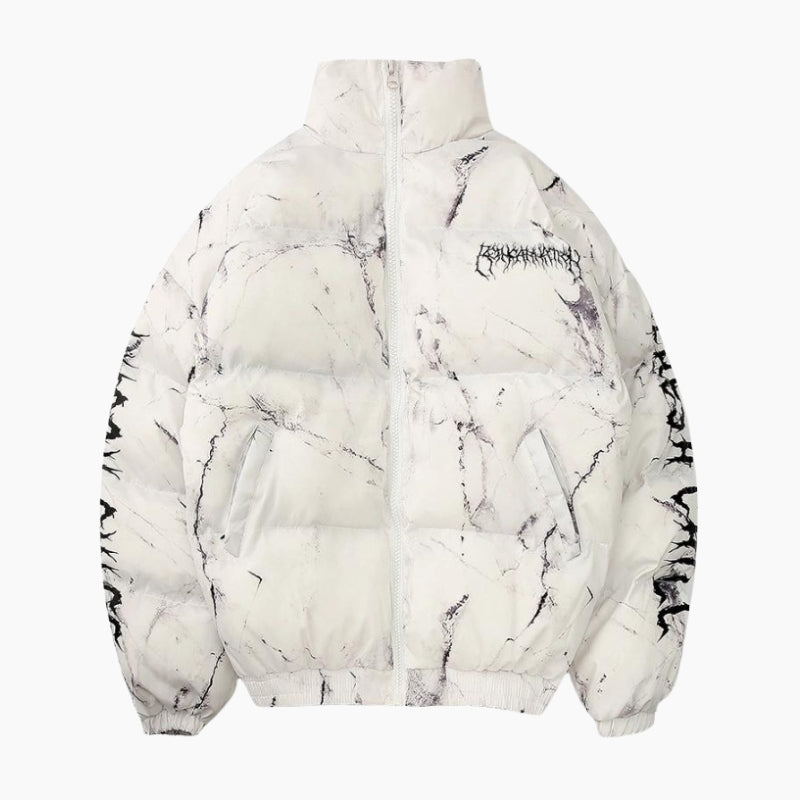 Y2K &#39;Cosmic Bear&#39; white puffer jacket