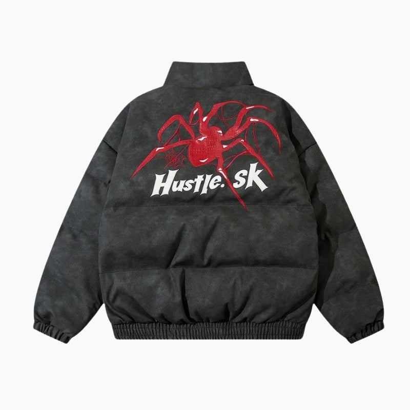 Y2K &#39;Spider Hustle&#39; Black Puffer Jacket