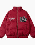 Y2K 'Spider Hustle' Red Puffer Jacket