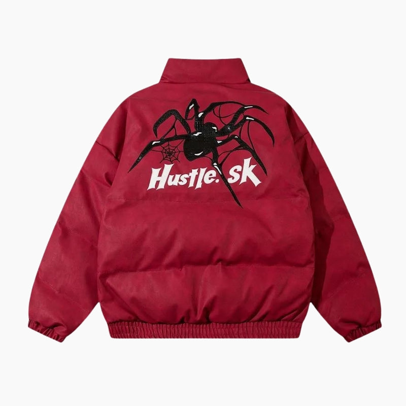 Y2K &#39;Spider Hustle&#39; Red Puffer Jacket