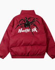 Y2K 'Spider Hustle' Red Puffer Jacket