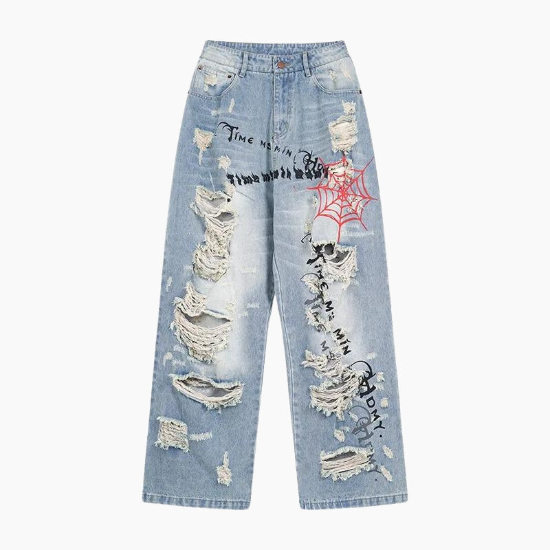 Y2K Edition &#39;Spider Web&#39; Jeans