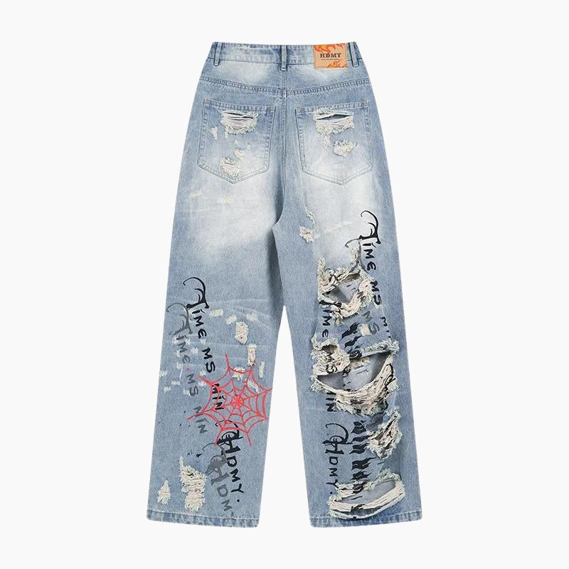 Y2K Edition &#39;Spider Web&#39; Jeans