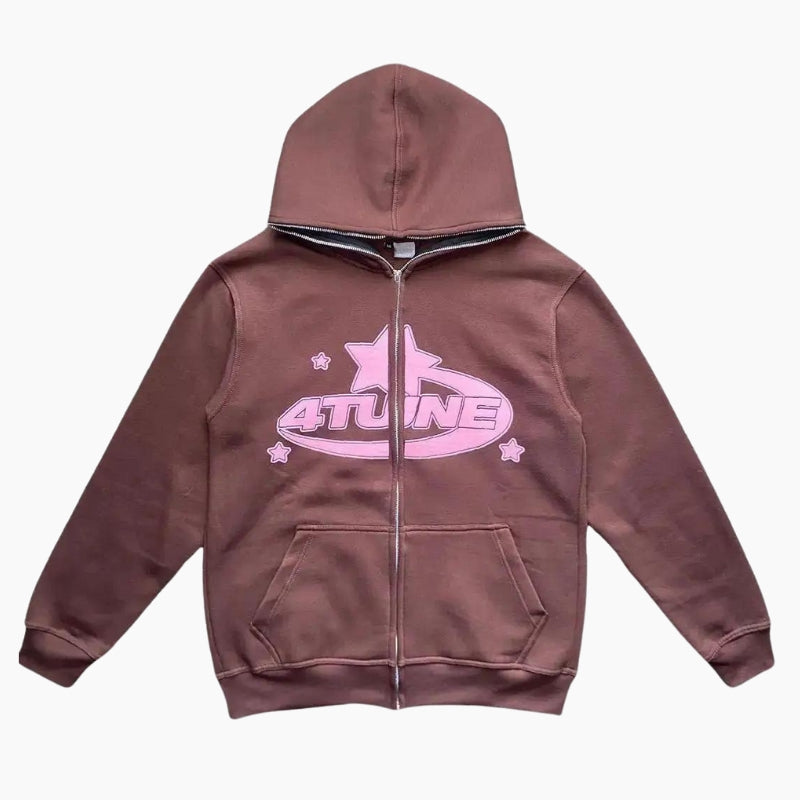 Y2K &#39;4Tune&#39; Brown Hoodie