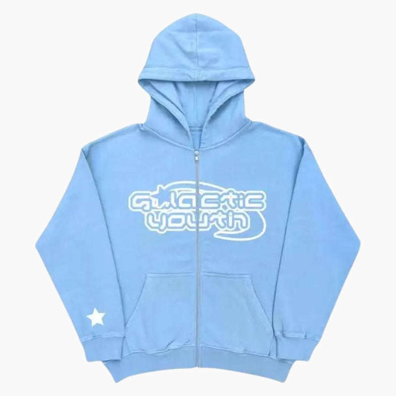 Light blue Y2K &#39;Galactic Youth&#39; hoodie