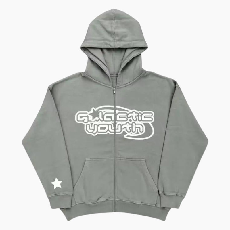 Y2K &#39;Galactic Youth&#39; Grey Hoodie