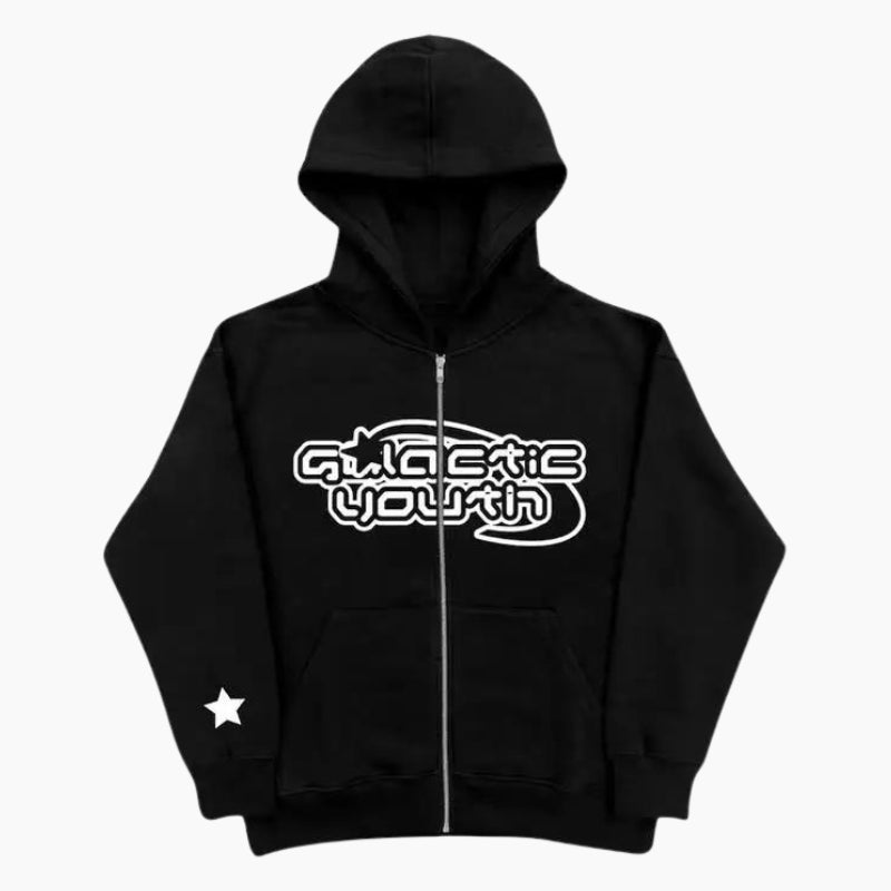 Y2K &#39;Galactic Youth&#39; Black Hoodie