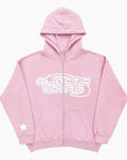 Y2K 'Galactic Youth' Hooded Sweatshirt Pink