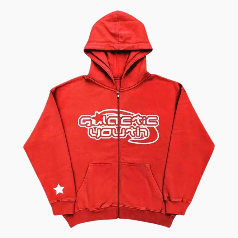 Y2K &#39;Galactic Youth&#39; Red Hoodie