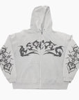 Y2K 'Tribal Ink' Gray Hoodie