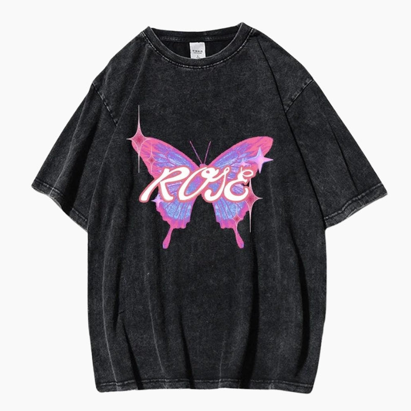 Y2K &#39;Butterfly Rose&#39; T-Shirt