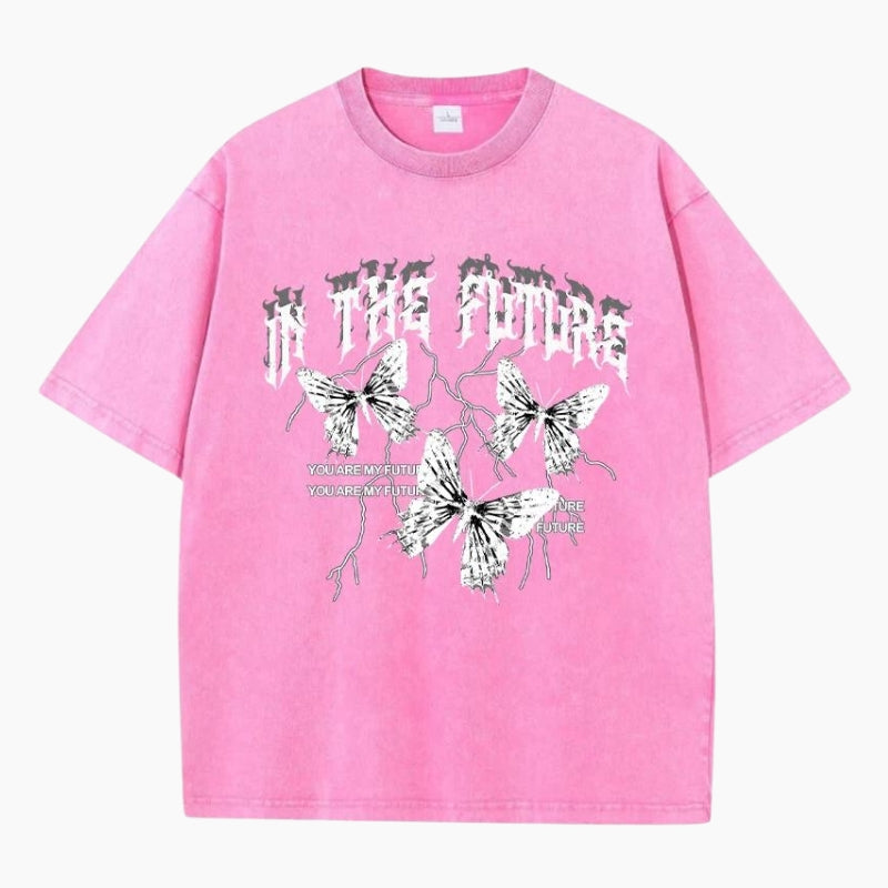 Y2K &#39;Future Butterflies&#39; T-Shirt in rose