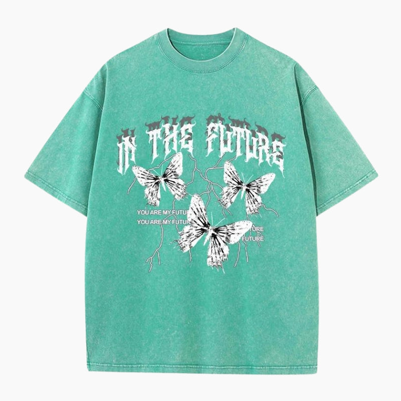 Y2K T-Shirt &#39;Future Butterflies&#39; green