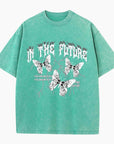 Y2K T-Shirt 'Future Butterflies' green