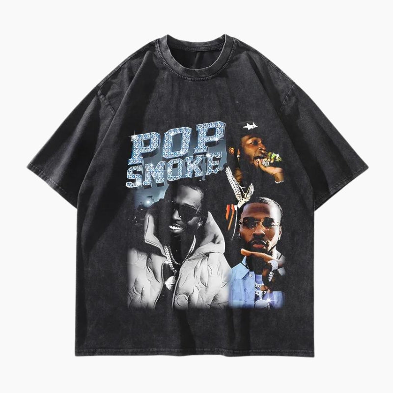 Y2K &#39;Pop Smoke Portrait&#39; T-Shirt