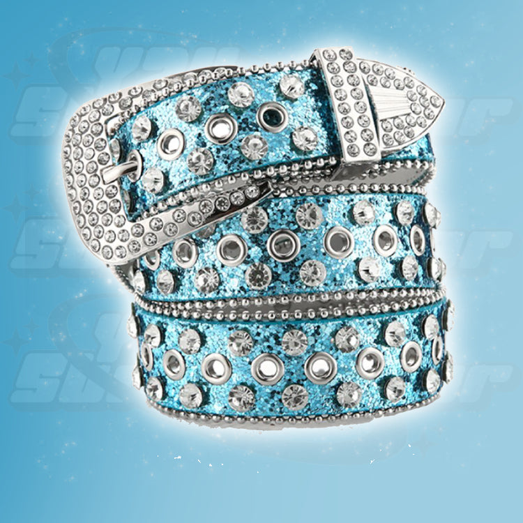 Blue rhinestone belt